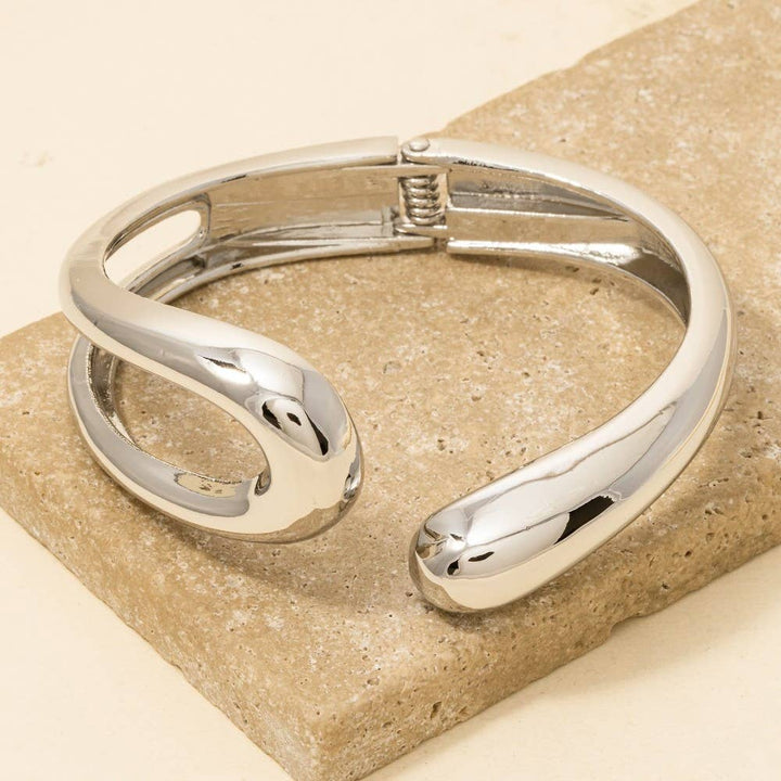 Contrasting Open Hinged Cuff Bracelet
