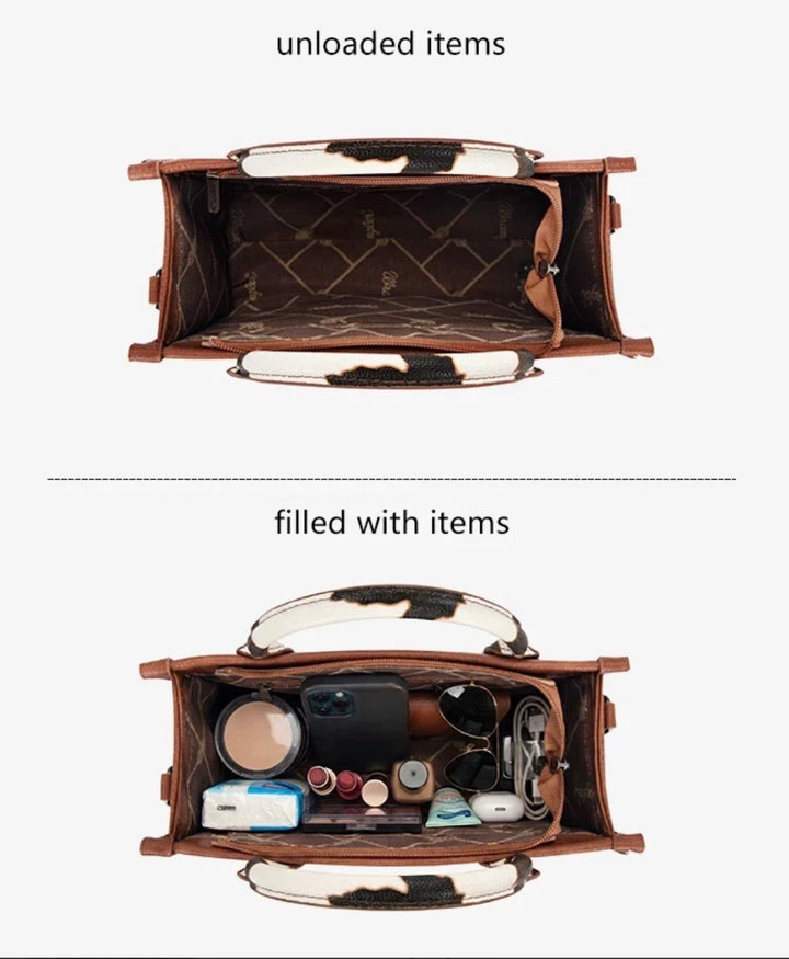 Wrangler Brown with Cow Print Purse
