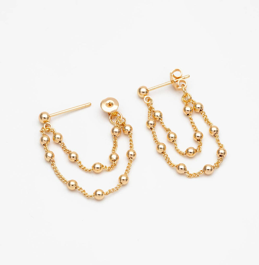 Eddie gold chain tassel earrings-hypoallergenic-non tarnish