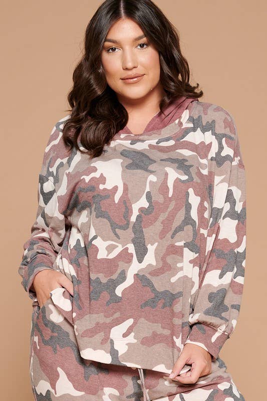Plus Size Army Camo French Terry Hoodie