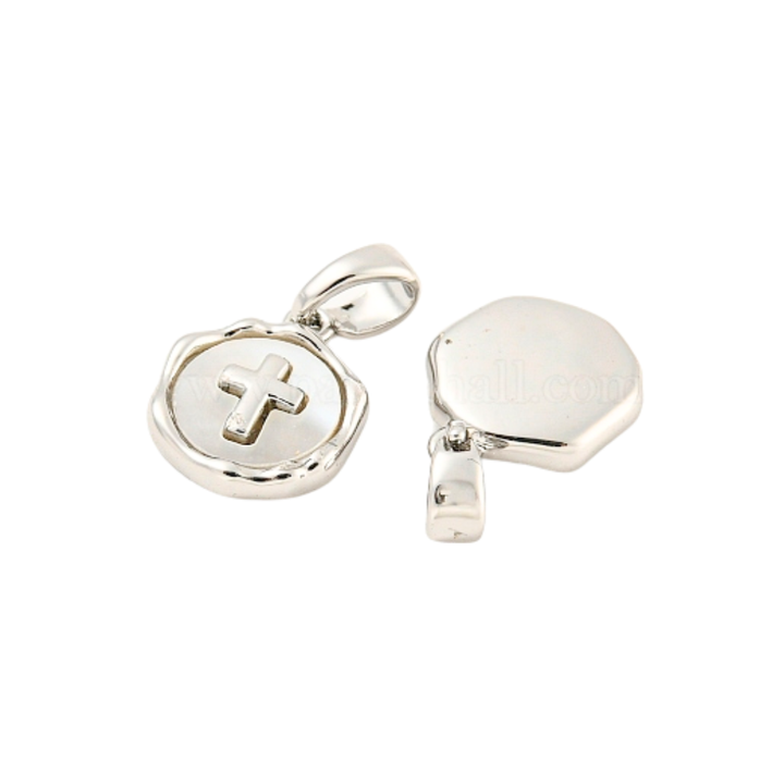 Silver Shell Cross Charm