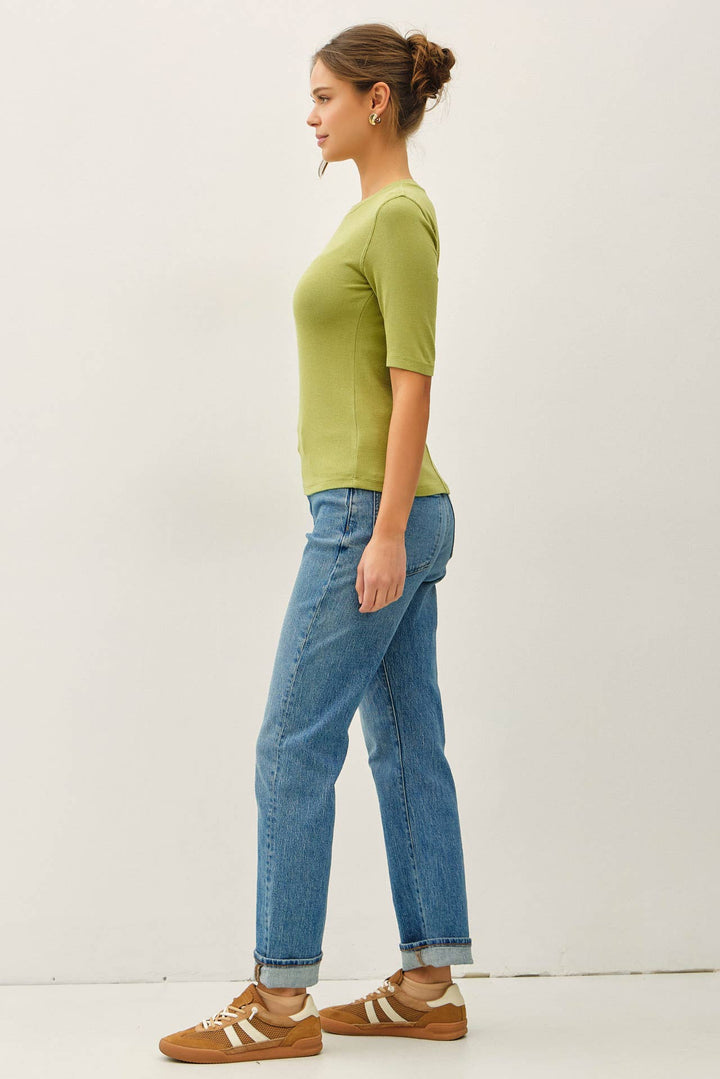 MODAL CLASSIC RIBBED CREWNECK SHORT SLEEVE TOP