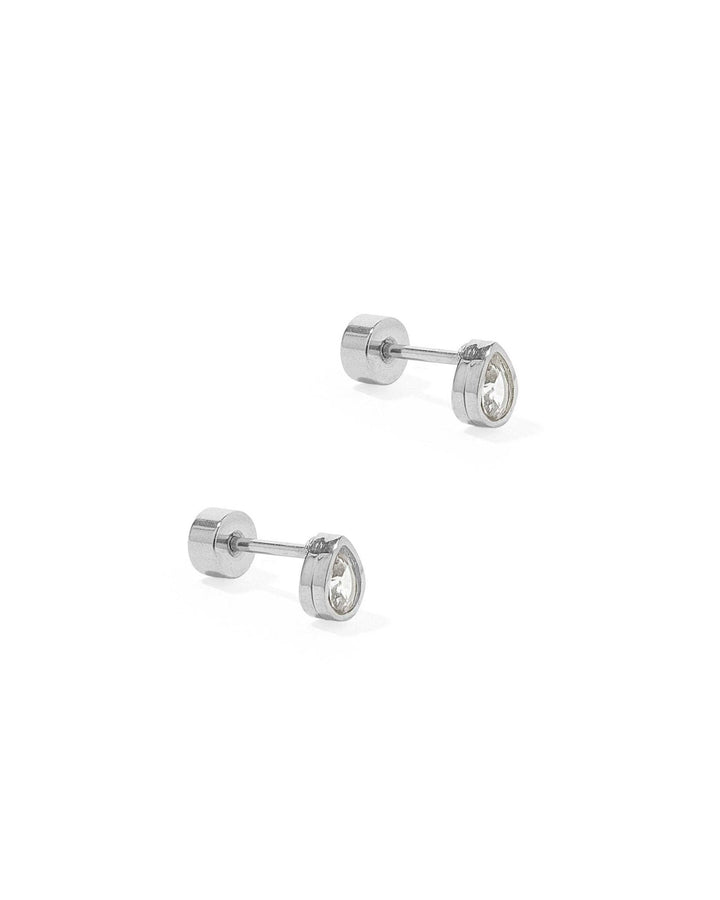 Screwback Stud Earrings - Paloma Pear Silver