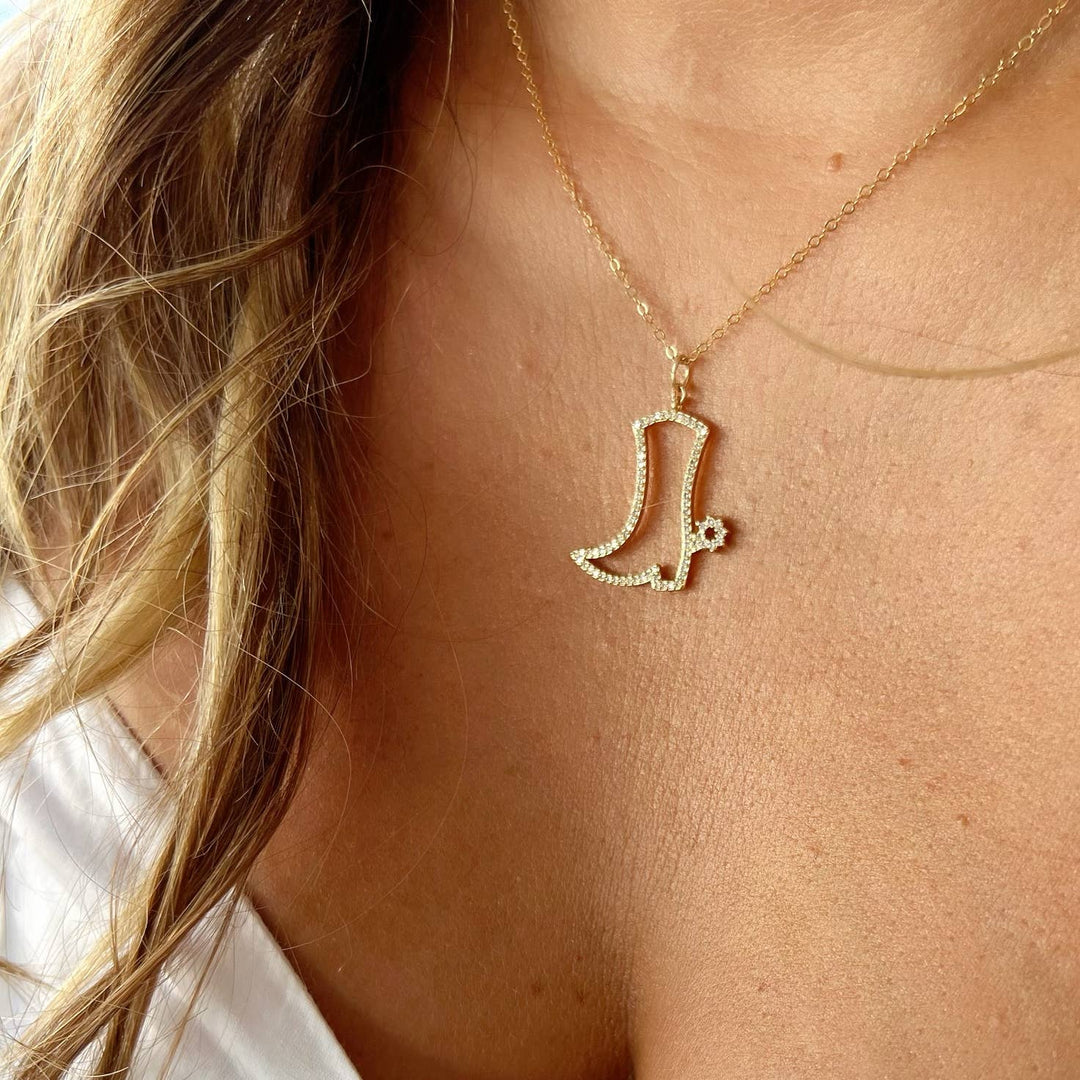 Nashville Cowboy Boot Bachelorette Necklace Gold Filled