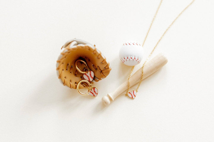 Huggie Charm Earrings - Baseball