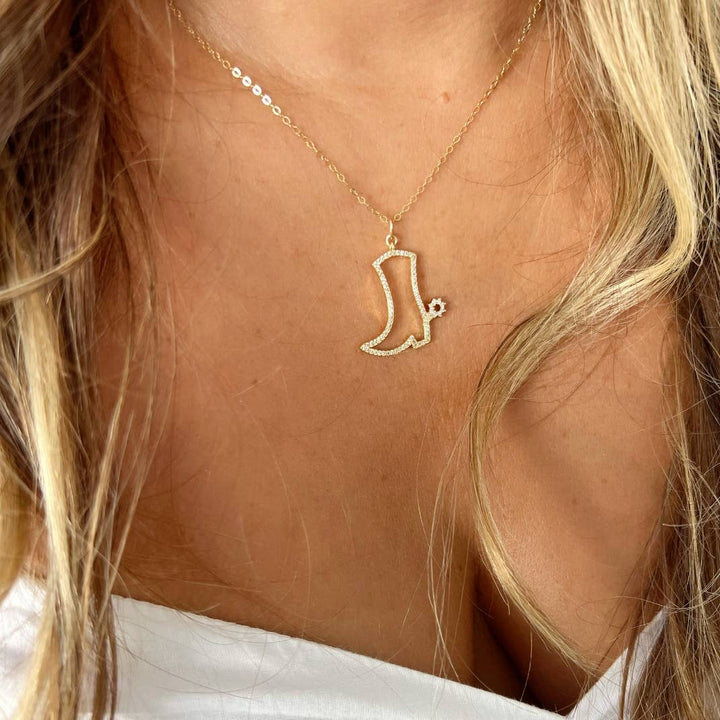 Nashville Cowboy Boot Bachelorette Necklace Gold Filled