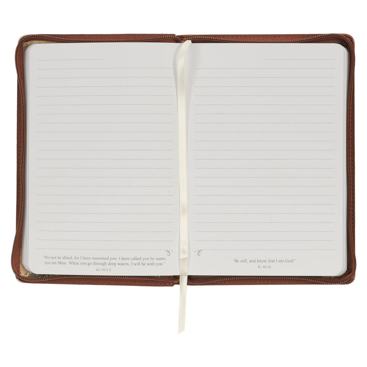 Amazing Grace Natural Canvas &amp; Brown Faux Leather Journal