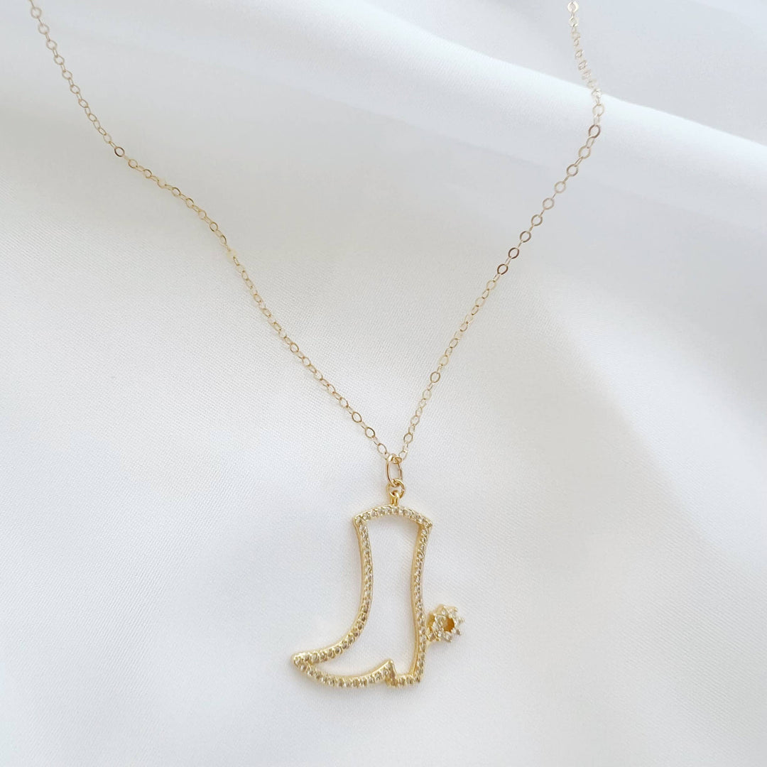 Nashville Cowboy Boot Bachelorette Necklace Gold Filled