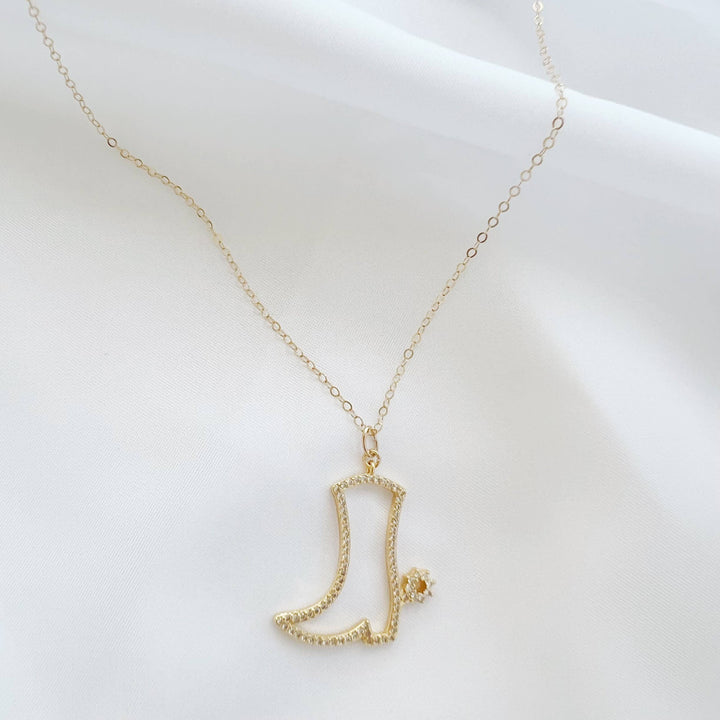 Nashville Cowboy Boot Bachelorette Necklace Gold Filled