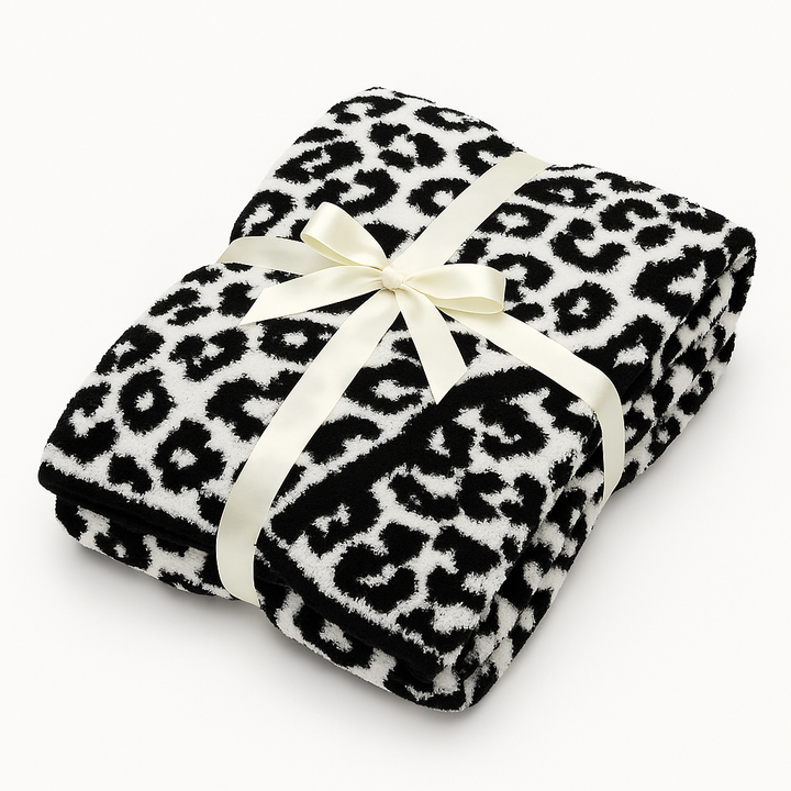 Luxe Leopard Throw Blanket - Black &amp; White Leopard