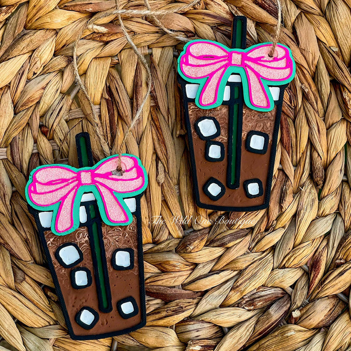 Pink Bow Iced Coffee Car Freshie 