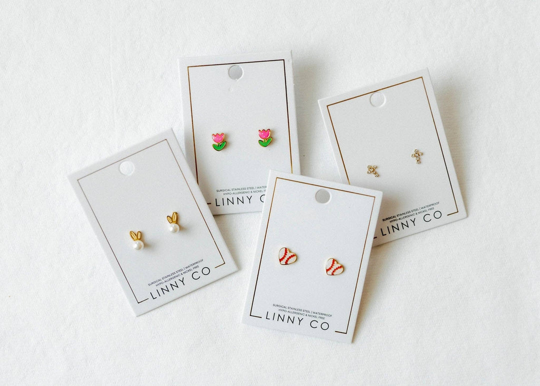 Screwback Stud Earrings - Baseball Gold