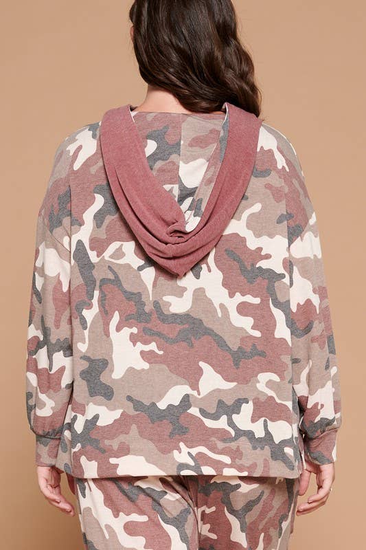 Plus Size Army Camo French Terry Hoodie