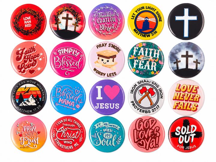 Christian Button Assortment - 1" Round Pinback Buttons
