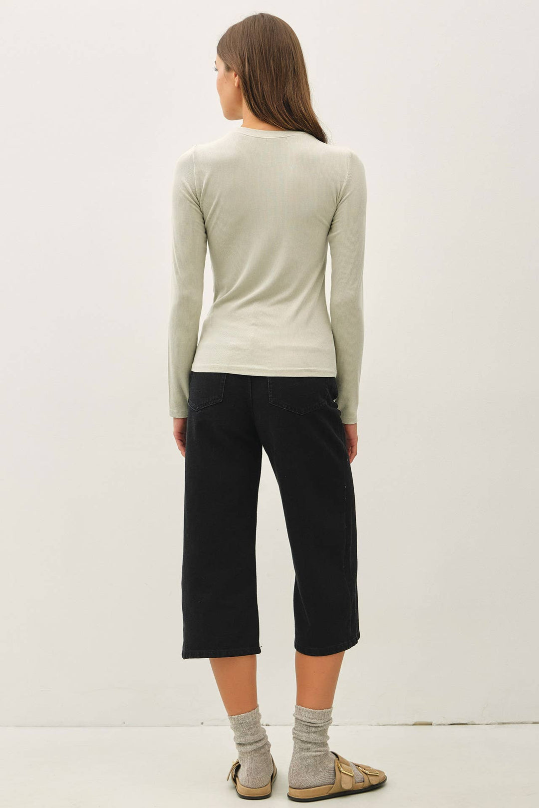 RIBBED CREWNECK LONGSLEEVE BASIC TOP