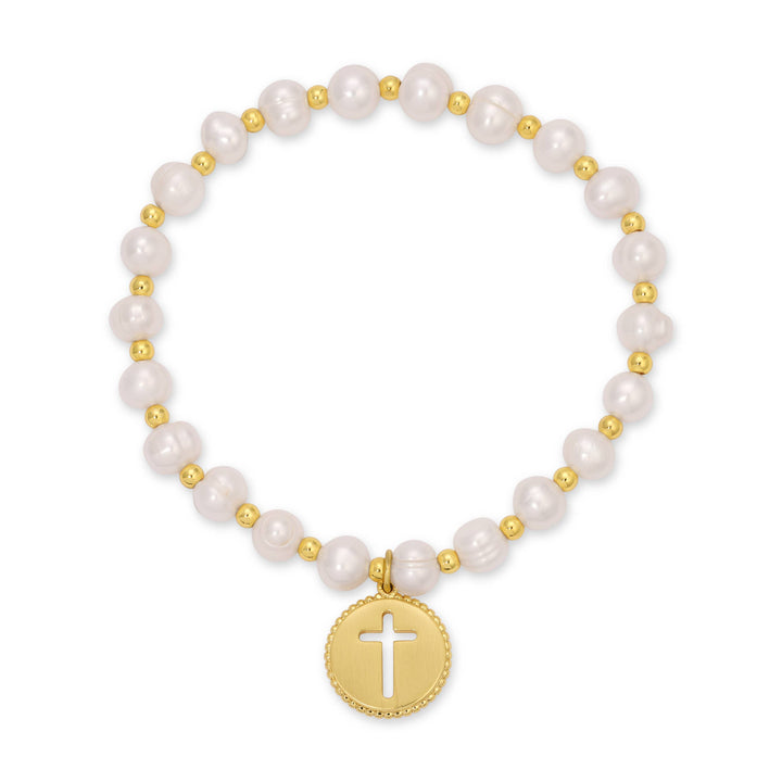 Pearl With Cross Bracelet
