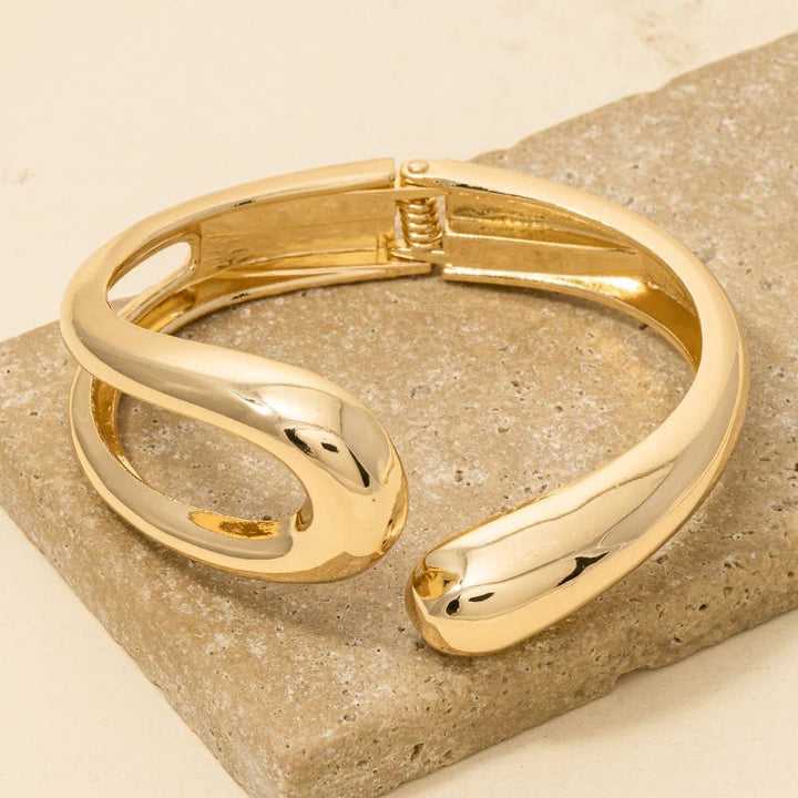 Contrasting Open Hinged Cuff Bracelet