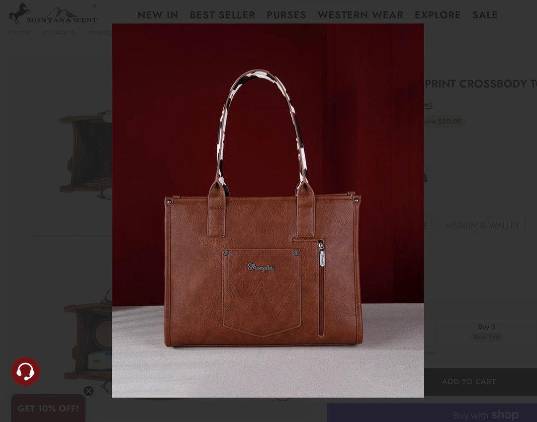 Wrangler Brown with Cow Print Purse