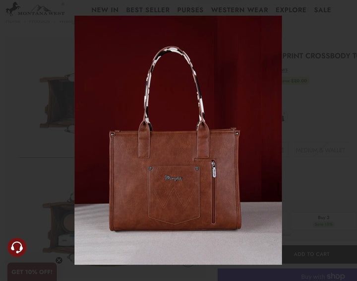 Wrangler Brown with Cow Print Purse