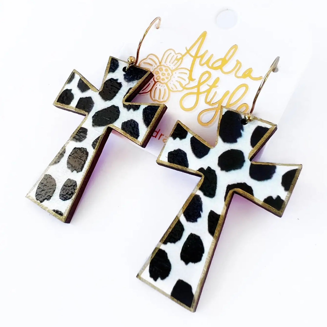 Audra Style- Black Dot Cross Dangle Earrings