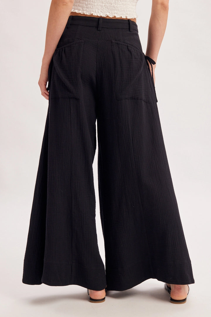 BluIvy Drawstring Patch Pockets Wide Leg Pants