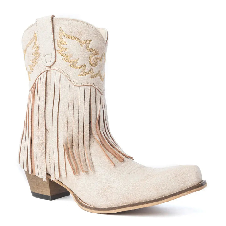 Myra - Cream Fringe Booties