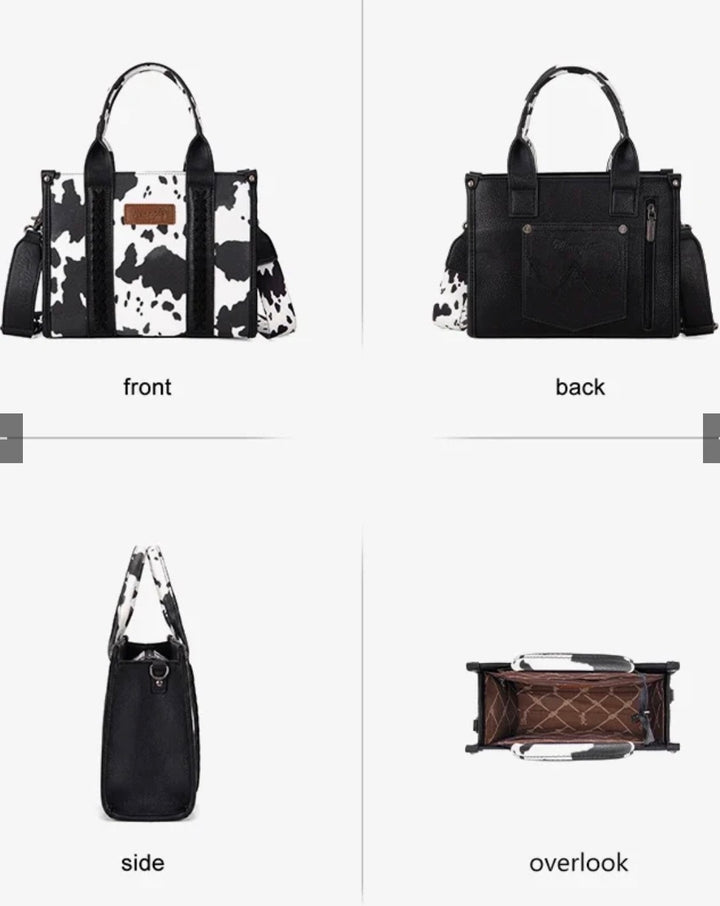 Wrangler Cow Print Tote Bag - Black
