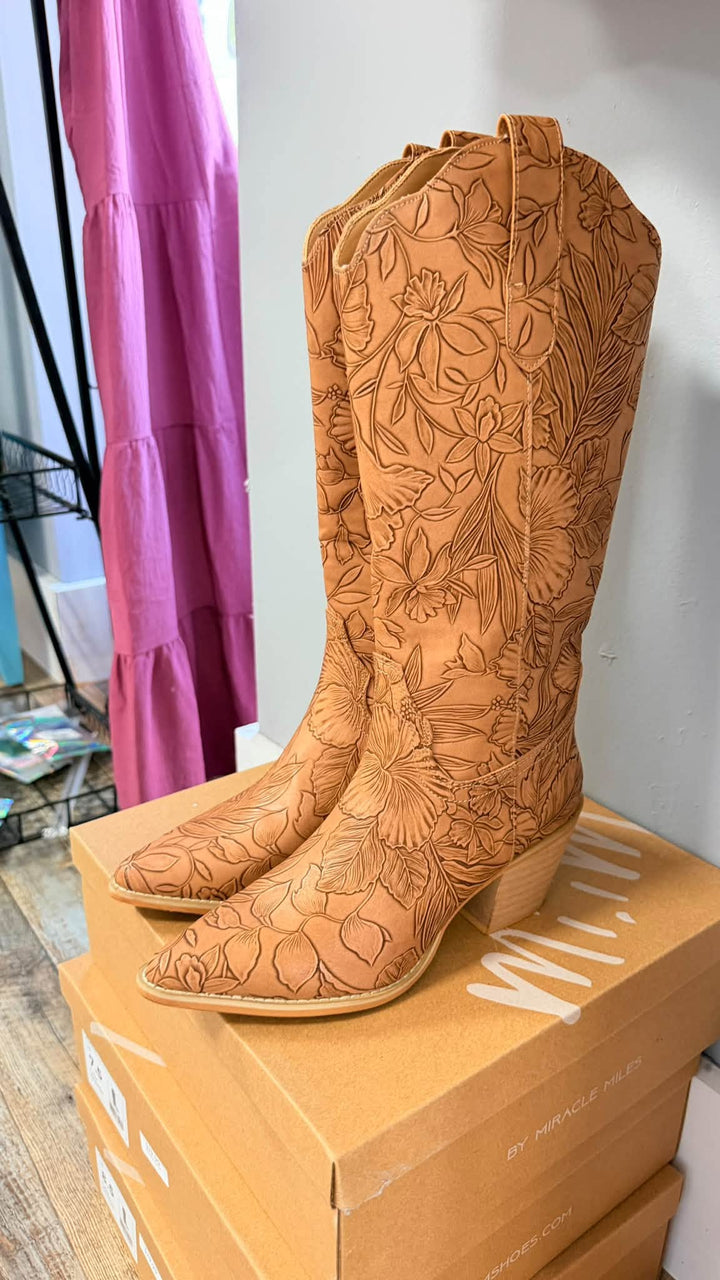 flora tan boots