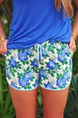 Caroline Floral Everyday Shorts | Blue