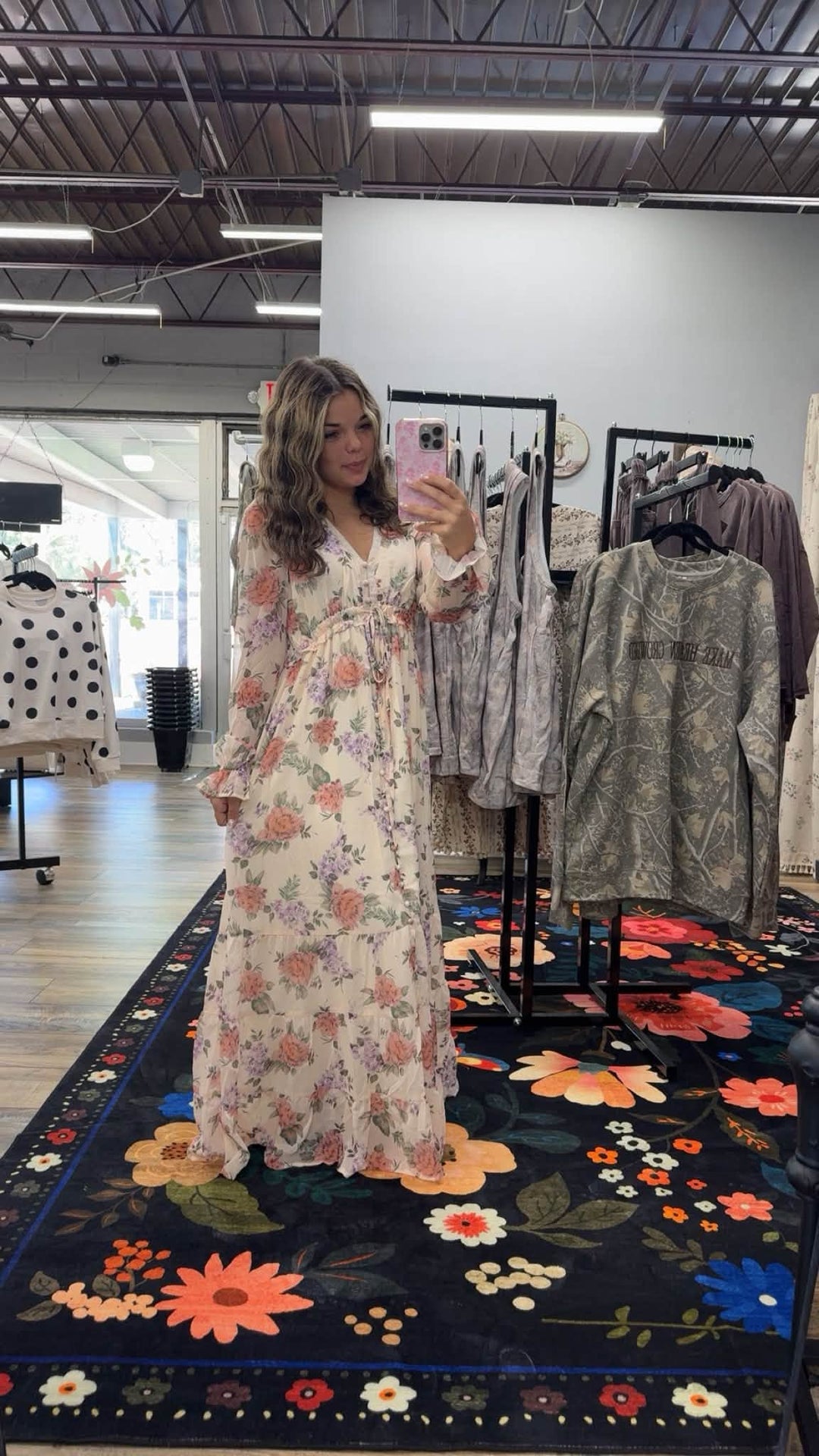 In Loom Floral Button Down Maxi Dress- Cream
