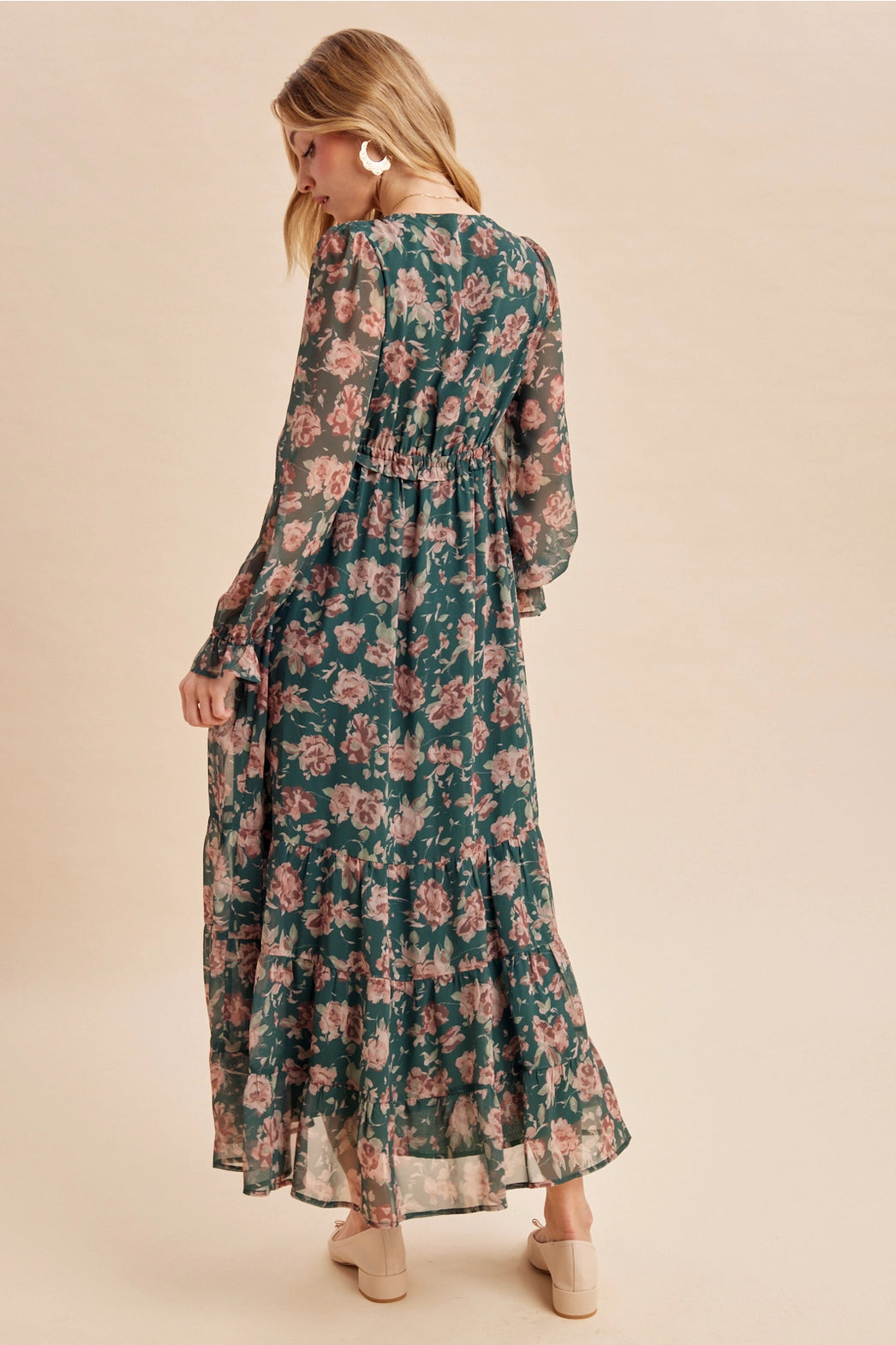 Floral Buttoned Maxi Dress- Eucalyptus