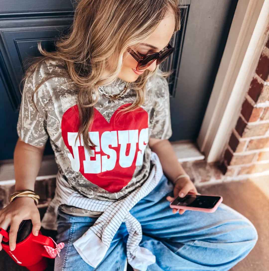Camo Jesus Heart T-Shirt