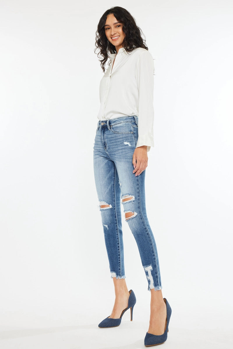 Kancan - High Rise Fray Hem Ankle