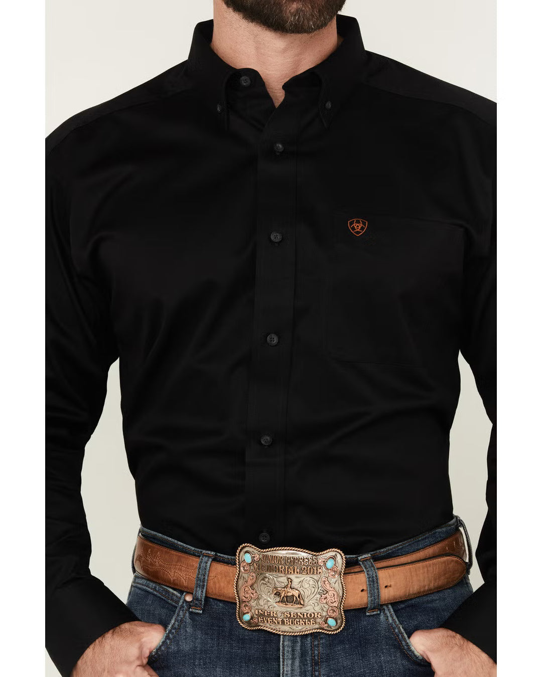 Ariat-MNS SOLID TWILL CLSSC LS SHRT BLACK
