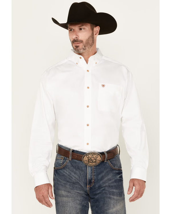ARIAT-MNS SOLID TWILL CLSSC LS SHRT WHITE