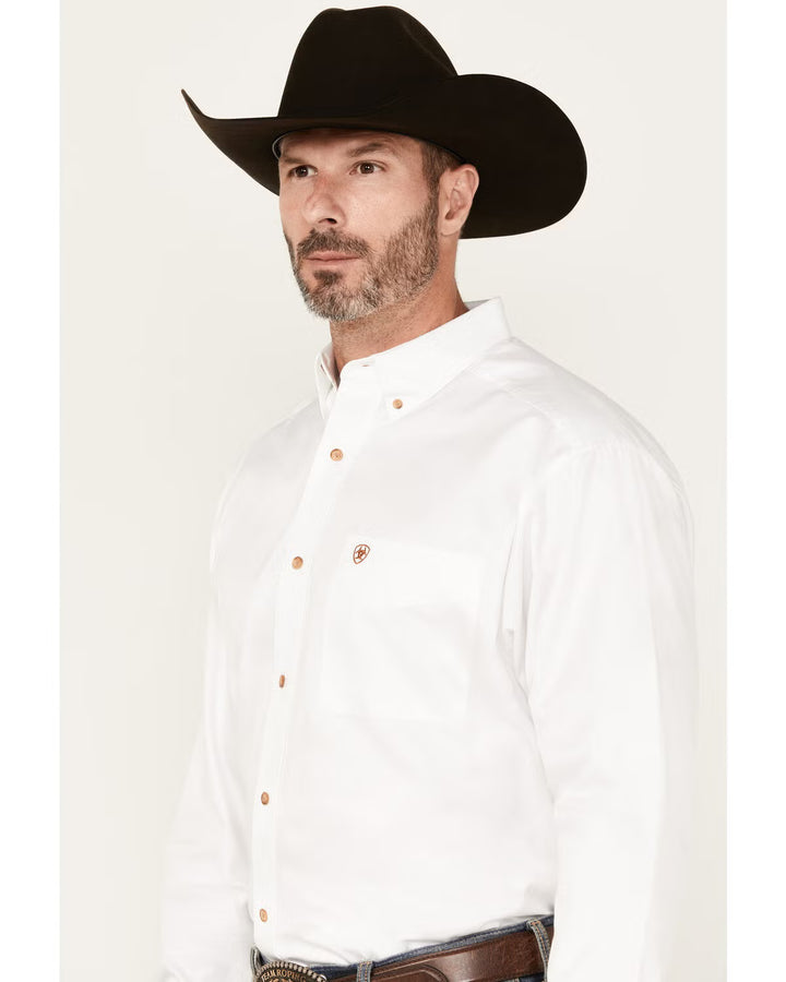 ARIAT-MNS SOLID TWILL CLSSC LS SHRT WHITE