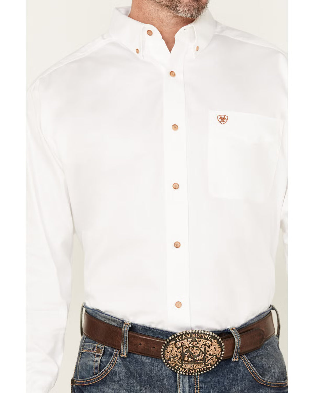ARIAT-MNS SOLID TWILL CLSSC LS SHRT WHITE