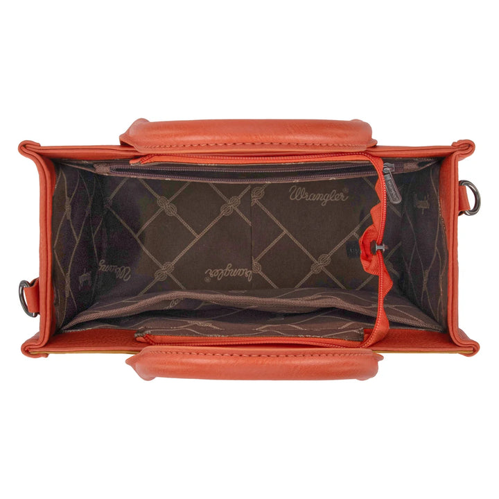 Wrangler Aztec Embroidered Tote/Crossbody - Orange