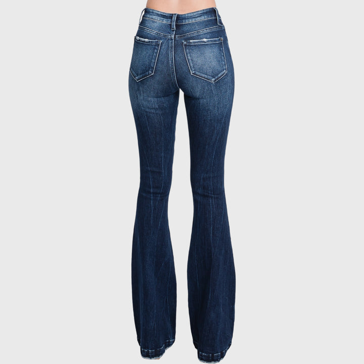 Mid-Rise Flare Dark Wash Jeans - Petra