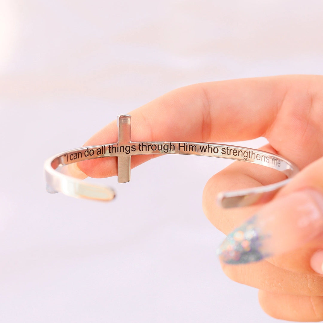 Gold Bracelet "Philippians 4:13" Cuff