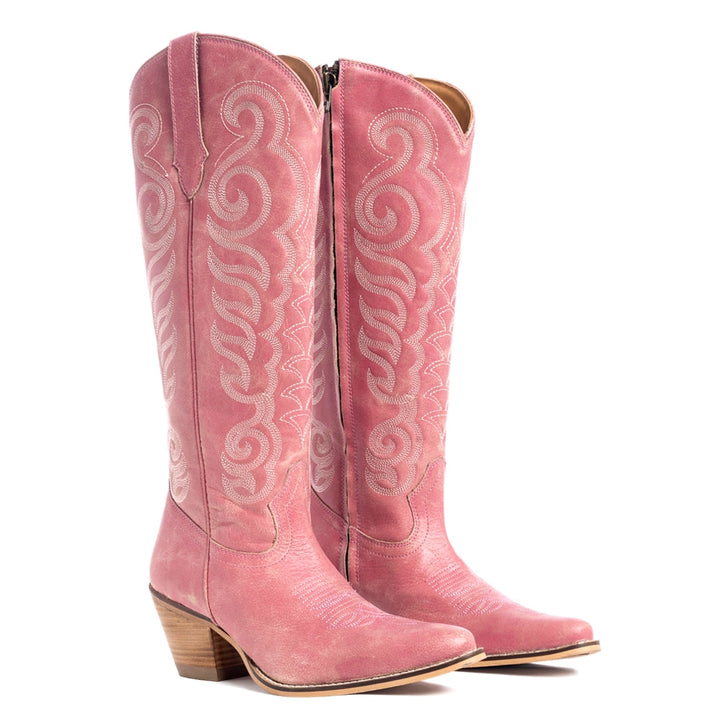 Myra - Pink Leather Boots