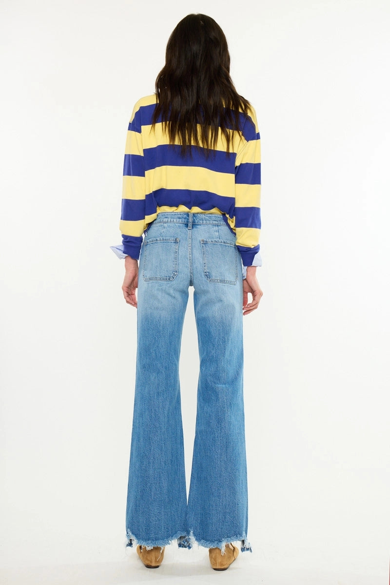 Mid-Rise Wide Flare Jeans - KanCan