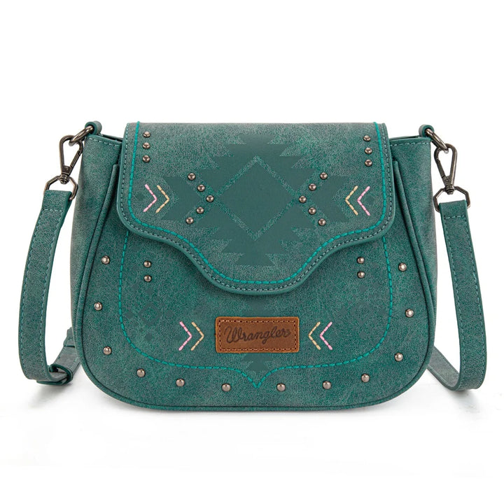 Wrangler Aztec Saddle Crossbody Bag - Turquoise