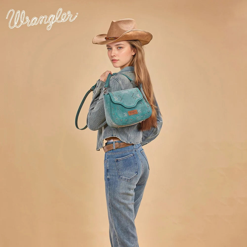 Wrangler Aztec Saddle Crossbody Bag - Turquoise