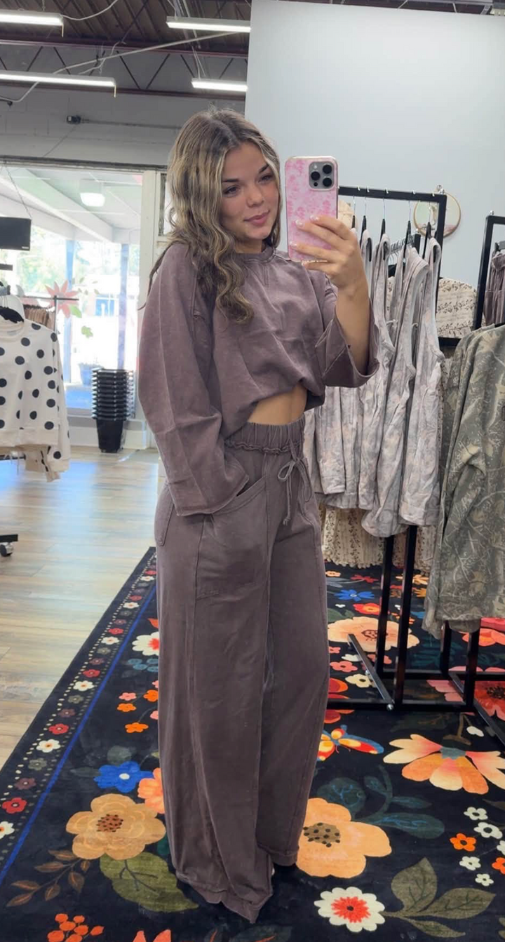 Coffee Mineral Washed Barrel Sweatpants