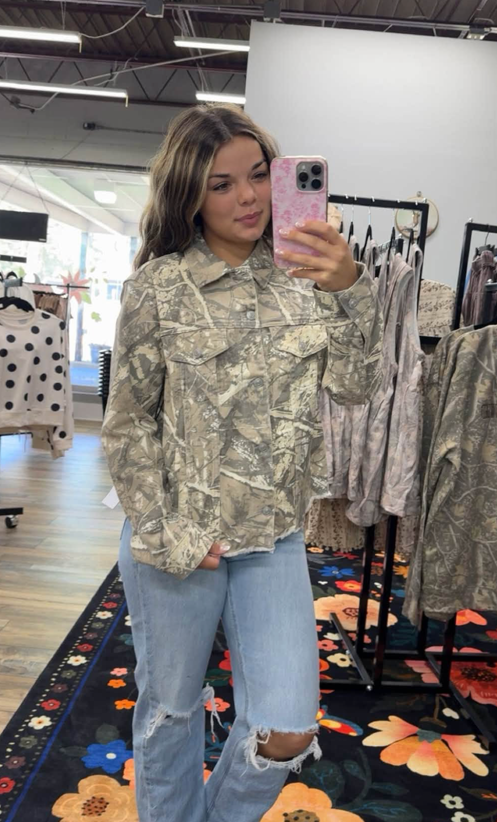 Mica - Boyfriend Camo Denim Jacket