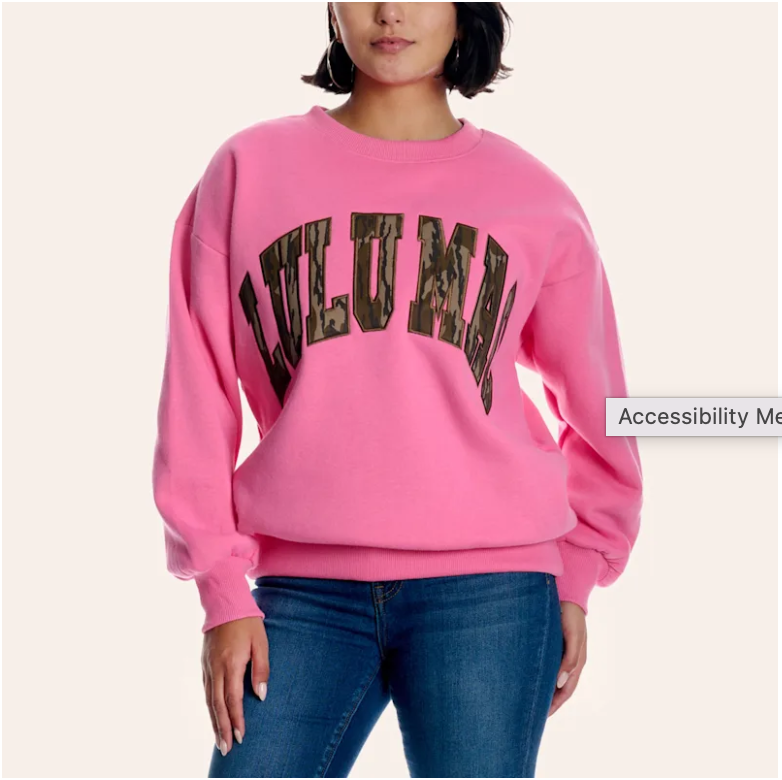 Lulu Mac Bubblegum Pink Mossy Oak Bottomland Camo Crewneck