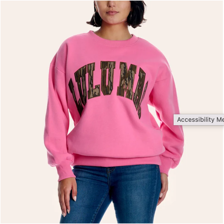 Lulu Mac Bubblegum Pink Mossy Oak Bottomland Camo Crewneck