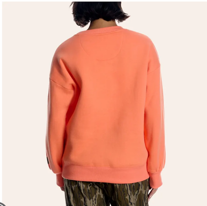 Lulu Mac Orange Mossy Oak Bottomland Camo Crewneck