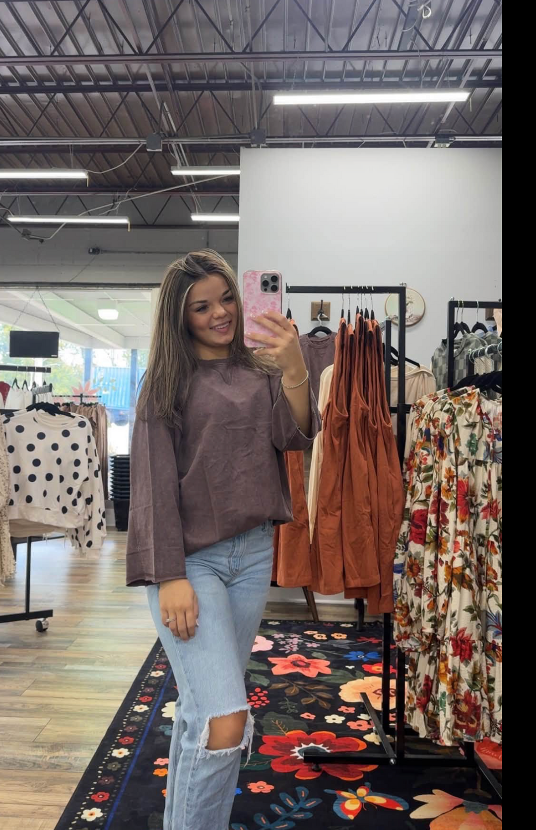 Dark Brown 3\4 Sleeve Top
